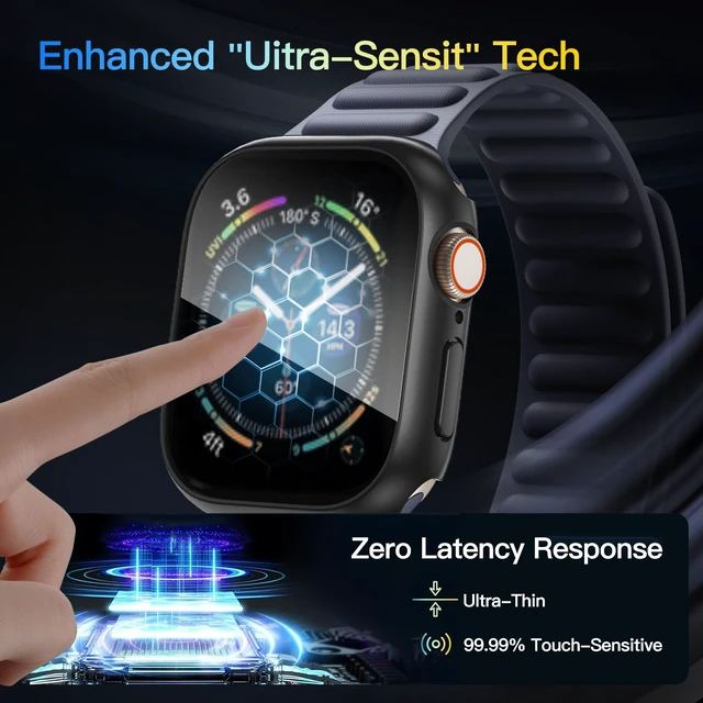 Alt view image 7 of 7 - Case for Apple Watch Screen Protector 44mm SE 3 SE 2nd Series 6 5 4