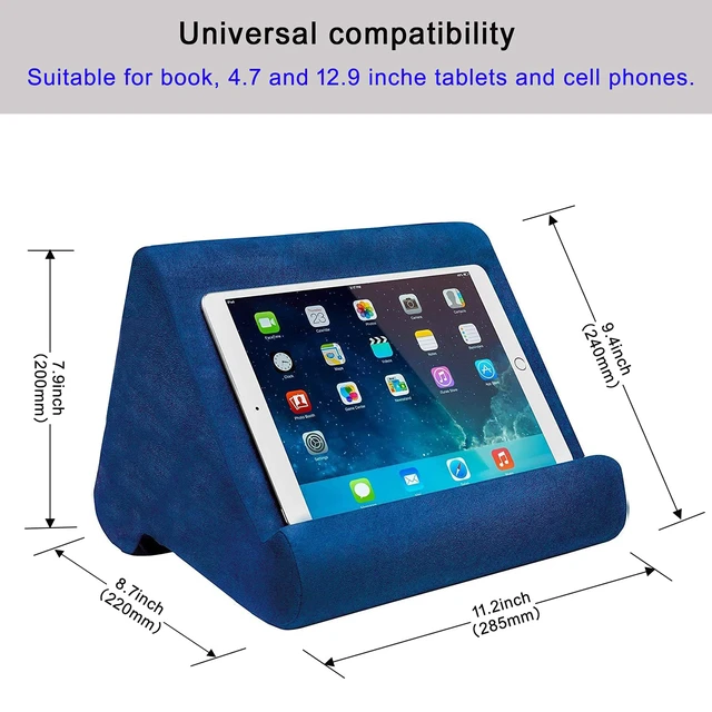 Alt view image 6 of 6 - Tablet Pillow Stand - Tablet Holder Dock for Bed with Multi-Viewing Angles, Compatible with iPad Pro 9.7, 10.5,12.9 Air Mini 4 3, Kindle, Galaxy Tab, E-Reader (Blue)