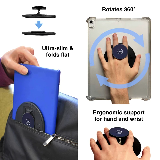 Alt view image 2 of 7 - Comfort Tablet Holder Works with Any Tablet, Tablet case, e-Reader, iPad - Universal, Ergonomic, Rotating, Folds Flat and Adjustable (Navy)