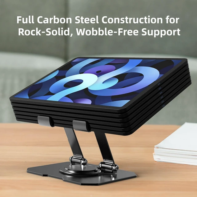 Alt view image 7 of 7 - 360° Rotatable Metal Tablet Stand, Adjustable Folding Desktop Stand for iPad/iPhone/Switch, Universal Use for Office/Movie/Studying/Drawing/Gaming, Silver
