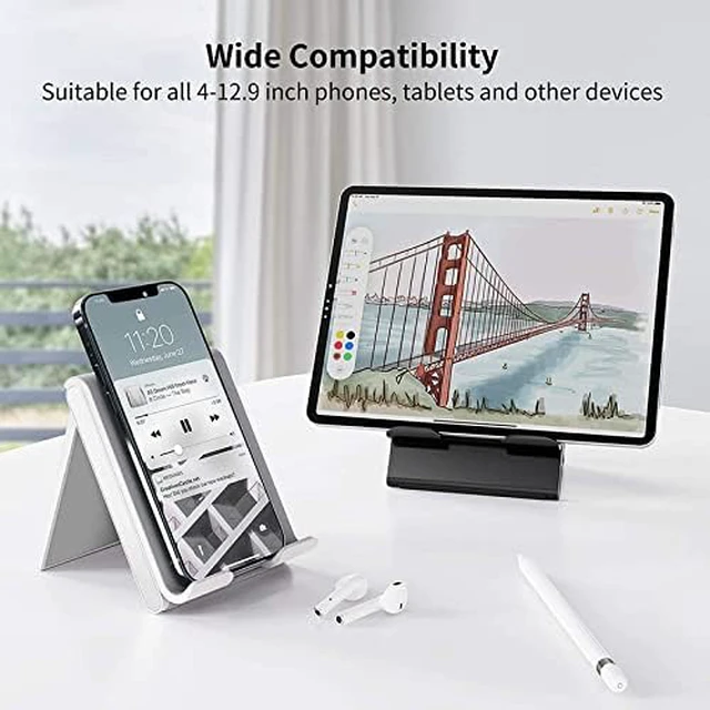 Alt view image 5 of 7 - Adjustable iPad Stand for Desk Portable Foldable Tablet Stand -Black | Stable Tablet Holder with Multi-Angle Compatible with iPad, iPhone, Switch & Kindle, Office Desk Accessories