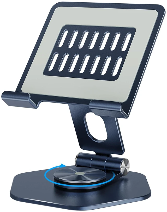 Main image of Aluminum Tablet Stand, 360° Swivel for 512.9in Devices, Dark Grey | Adjustable Viewing Angles; Foldable and Storage; Anti-Slip Protection; Improve heat dissipation