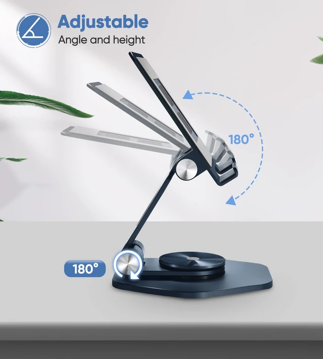 Alt view image 3 of 6 - Aluminum Tablet Stand, 360° Swivel for 512.9in Devices, Dark Grey | Adjustable Viewing Angles; Foldable and Storage; Anti-Slip Protection; Improve heat dissipation