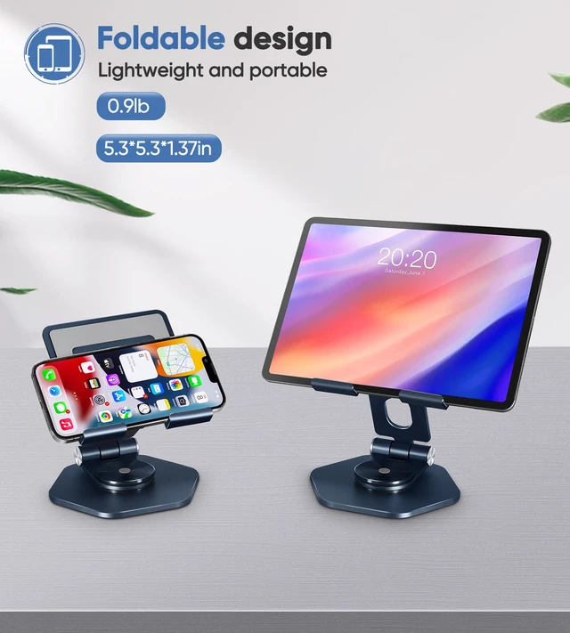 Alt view image 5 of 6 - Aluminum Tablet Stand, 360° Swivel for 512.9in Devices, Dark Grey | Adjustable Viewing Angles; Foldable and Storage; Anti-Slip Protection; Improve heat dissipation