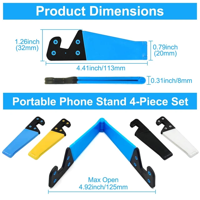Alt view image 2 of 7 - Portable Cell Phone Stand for Desk 4 Pack, Foldable Pocket Travel Mobile Phone Holder, Upgrade Universal V Smartphone Kickstand Mount Compatible with iPhone iPad Tablet Kindle Android