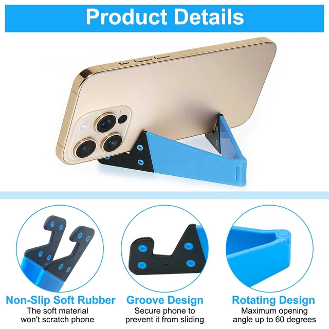 Alt view image 3 of 7 - Portable Cell Phone Stand for Desk 4 Pack, Foldable Pocket Travel Mobile Phone Holder, Upgrade Universal V Smartphone Kickstand Mount Compatible with iPhone iPad Tablet Kindle Android