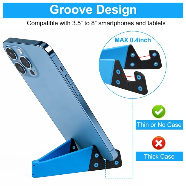Alt view image 4 of 7 - Portable Cell Phone Stand for Desk 4 Pack, Foldable Pocket Travel Mobile Phone Holder, Upgrade Universal V Smartphone Kickstand Mount Compatible with iPhone iPad Tablet Kindle Android