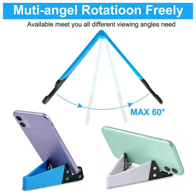 Alt view image 5 of 7 - Portable Cell Phone Stand for Desk 4 Pack, Foldable Pocket Travel Mobile Phone Holder, Upgrade Universal V Smartphone Kickstand Mount Compatible with iPhone iPad Tablet Kindle Android