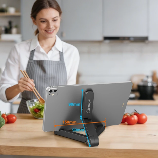 Alt view image 3 of 7 - FoldableTablet Phone Stand Holder Portable Monitor Light Weight,iPad for Desk Adjustable Height,Compact Design, Travel Easy Storage, Compatible with MosTablets Kindle Fire and Smart Phones