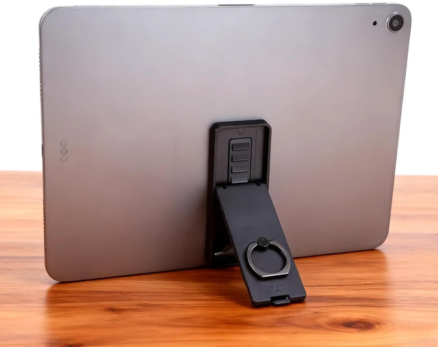 Main image of Black Universal Tablet Stands,Foldable 360 Grip Ring Tablet Stand | Adjustable Handle Ring Holder with Adhesive Patch Desk Accessories for Phone More Reader Pc Laptop All 7-11" Tablets