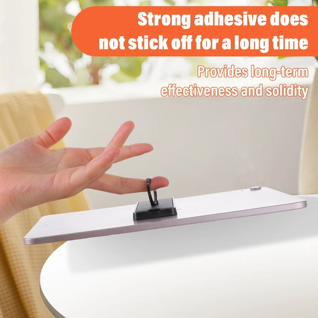 Alt view image 5 of 7 - Black Universal Tablet Stands,Foldable 360 Grip Ring Tablet Stand | Adjustable Handle Ring Holder with Adhesive Patch Desk Accessories for Phone More Reader Pc Laptop All 7-11" Tablets