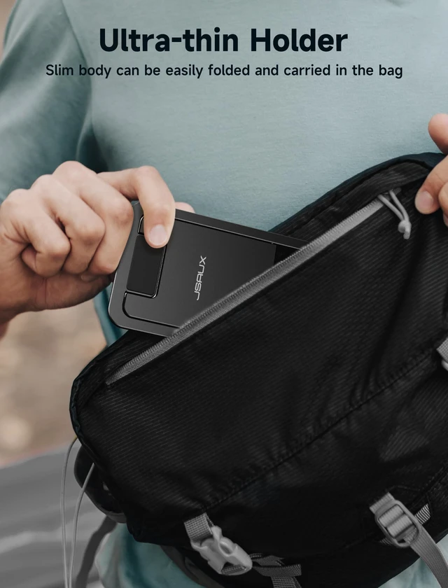 Alt view image 3 of 7 - Universal Tablet Stand, Fold-Flat Adjustable Holder, Black | Easy to Carry, Stable Alloy Build, Non-Slip Pads, Adjustable Viewing, 10,000+ Swivel Tests, for Tablets and Handhelds