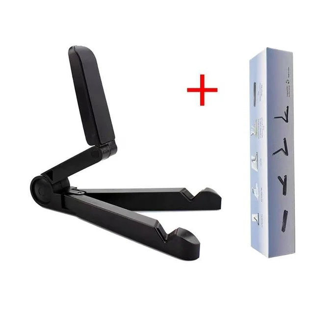 Alt view image 3 of 7 - Portable foldable ipad tablet holder, light weight and easy to carry, suitable for desktop tablets, adjustable angle compact design, travel storage, available for both tablets and smartphones (Black)