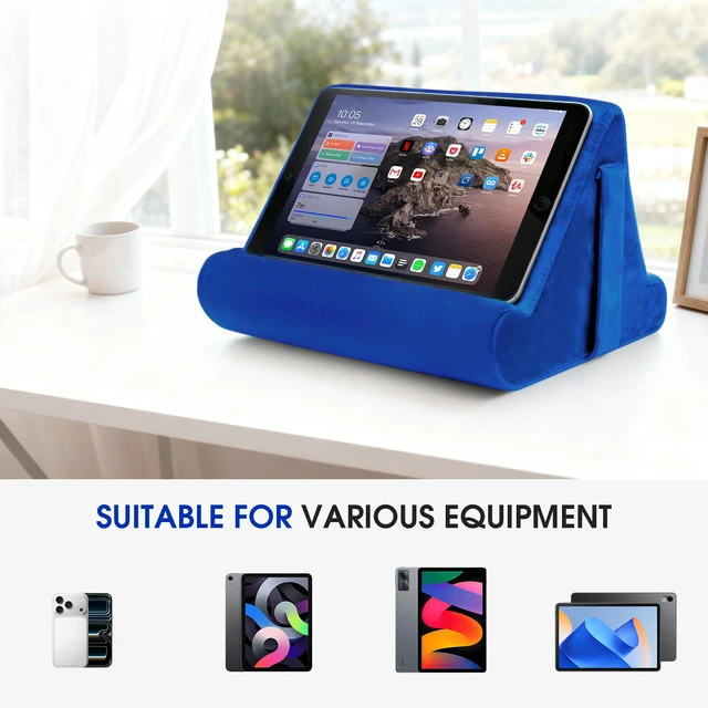 Alt view image 4 of 7 - Universal Multi-Angle Tablet Holder - Soft Pad Stand with Net Pocket & Phone Stands for Lap, Knee, Sofa and Bed Phone Pad Stands(Blue)