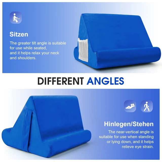 Alt view image 5 of 7 - Universal Multi-Angle Tablet Holder - Soft Pad Stand with Net Pocket & Phone Stands for Lap, Knee, Sofa and Bed Phone Pad Stands(Blue)