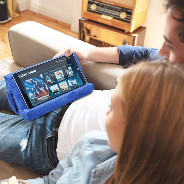 Alt view image 7 of 7 - Universal Multi-Angle Tablet Holder - Soft Pad Stand with Net Pocket & Phone Stands for Lap, Knee, Sofa and Bed Phone Pad Stands(Blue)