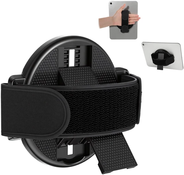 Main image of 2 In 1 Tablet Stand with Hand Strap- 360° Rotating Tablet Handle Holder | Sticky Adjustable Tablets Hand Strap, Loop Fastening Handle Grip for All 7-11" Tablets