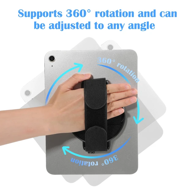 Alt view image 2 of 7 - 2 In 1 Tablet Stand with Hand Strap- 360° Rotating Tablet Handle Holder | Sticky Adjustable Tablets Hand Strap, Loop Fastening Handle Grip for All 7-11" Tablets