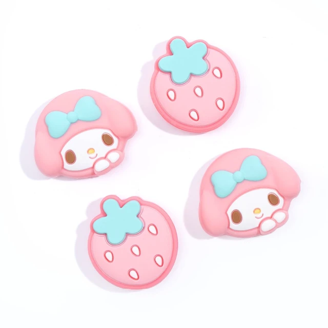 Main image of Cute Pocket Monsters Joycon Thumb Grip Caps Compatible with Nintendo Switch, Soft Silicone Joystick Cover for Nintendo Switch/OLED/Lite Controller, 4PCS (Strawberry & Sweet Bunny)