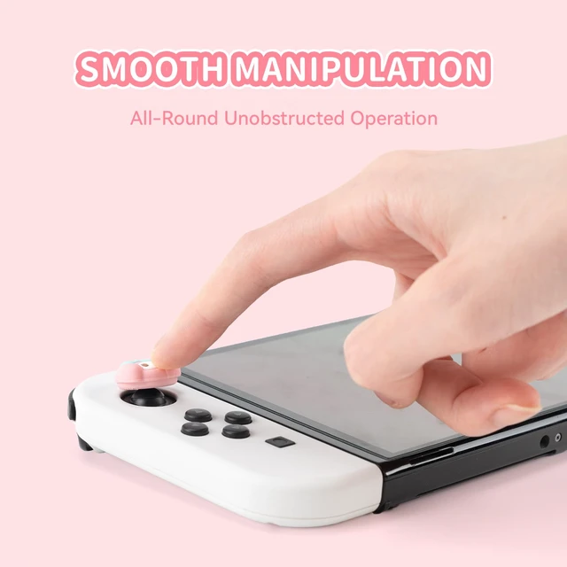 Alt view image 4 of 7 - Cute Pocket Monsters Joycon Thumb Grip Caps Compatible with Nintendo Switch, Soft Silicone Joystick Cover for Nintendo Switch/OLED/Lite Controller, 4PCS (Strawberry & Sweet Bunny)