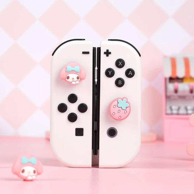 Alt view image 6 of 7 - Cute Pocket Monsters Joycon Thumb Grip Caps Compatible with Nintendo Switch, Soft Silicone Joystick Cover for Nintendo Switch/OLED/Lite Controller, 4PCS (Strawberry & Sweet Bunny)