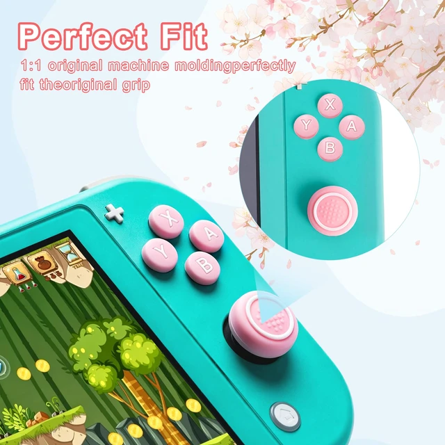 Alt view image 2 of 7 - Cute Silicone Cross D-Pad Button Caps Silicone Thumb Grips Set Compatible with Nintedo Switch lite 2019,ABXY Key Buttons Sticker Joystick Cover Caps (Circle)