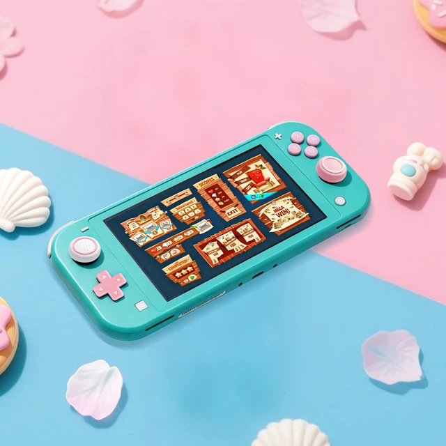 Alt view image 4 of 7 - Cute Silicone Cross D-Pad Button Caps Silicone Thumb Grips Set Compatible with Nintedo Switch lite 2019,ABXY Key Buttons Sticker Joystick Cover Caps (Circle)