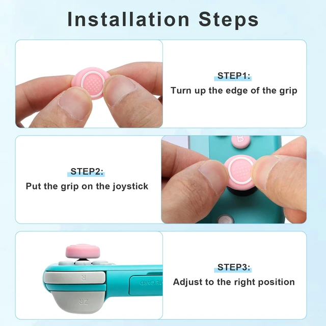 Alt view image 6 of 7 - Cute Silicone Cross D-Pad Button Caps Silicone Thumb Grips Set Compatible with Nintedo Switch lite 2019,ABXY Key Buttons Sticker Joystick Cover Caps (Circle)