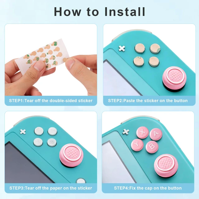 Alt view image 7 of 7 - Cute Silicone Cross D-Pad Button Caps Silicone Thumb Grips Set Compatible with Nintedo Switch lite 2019,ABXY Key Buttons Sticker Joystick Cover Caps (Circle)