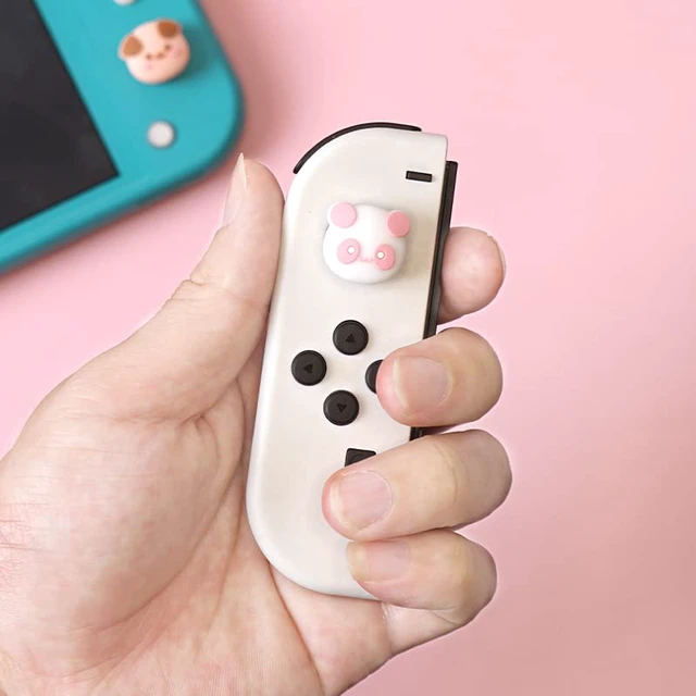 Alt view image 3 of 7 - Cute Switch Thumb Grip Caps Compatible with Nintendo OLED/Lite Console, Kawaii Soft Silicone Analog Stick Button Cover for NS Joycon Controller, 4PCS Joystick Cap - Dog and Panda