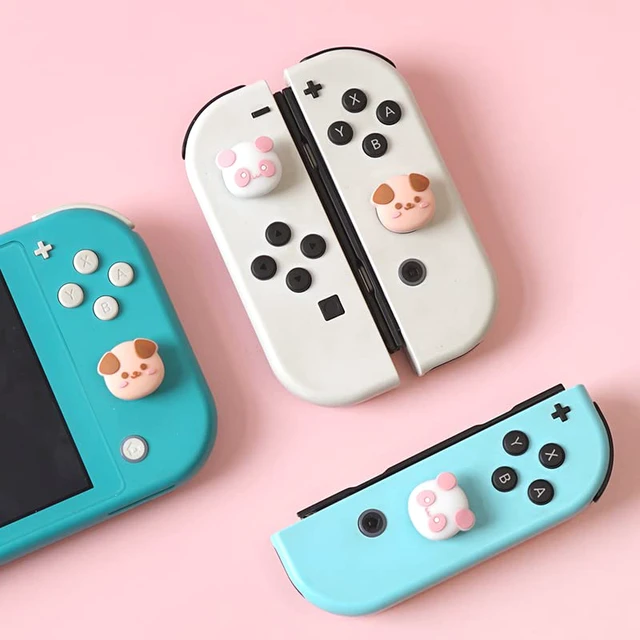 Alt view image 6 of 7 - Cute Switch Thumb Grip Caps Compatible with Nintendo OLED/Lite Console, Kawaii Soft Silicone Analog Stick Button Cover for NS Joycon Controller, 4PCS Joystick Cap - Dog and Panda