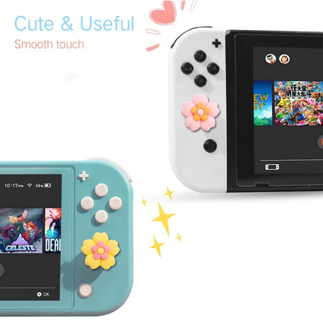 Alt view image 3 of 7 - PERFECTSIGHT Cherry Blossom Switch Thumb Grips Kawaii Flower Joystick Caps for Nintendo Switch Lite/Switch OLED Joy con, 4 PCS Thumbstick Cover Analog Stick Button Cover, Sakura