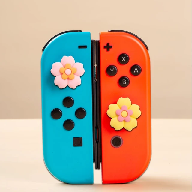 Alt view image 4 of 7 - PERFECTSIGHT Cherry Blossom Switch Thumb Grips Kawaii Flower Joystick Caps for Nintendo Switch Lite/Switch OLED Joy con, 4 PCS Thumbstick Cover Analog Stick Button Cover, Sakura