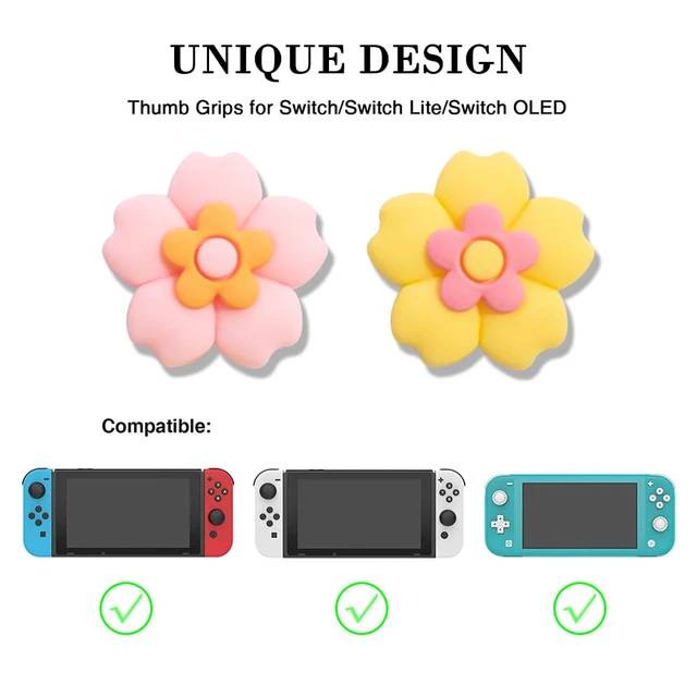 Alt view image 2 of 7 - PERFECTSIGHT Cherry Blossom Switch Thumb Grips Kawaii Flower Joystick Caps for Nintendo Switch Lite/Switch OLED Joy con, 4 PCS Thumbstick Cover Analog Stick Button Cover, Sakura
