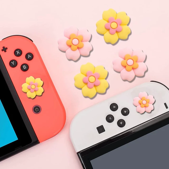 Alt view image 7 of 7 - PERFECTSIGHT Cherry Blossom Switch Thumb Grips Kawaii Flower Joystick Caps for Nintendo Switch Lite/Switch OLED Joy con, 4 PCS Thumbstick Cover Analog Stick Button Cover, Sakura