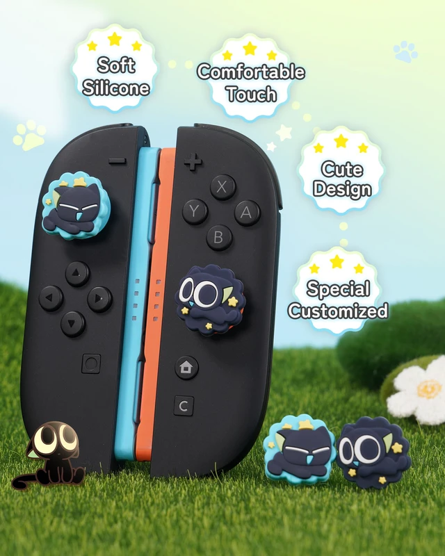 Alt view image 6 of 7 - Thumb Grip Caps Compatible with Switch 2, Silicone Thumb Grip Caps for Switch 2 2025, 4pcs - The HEI Series Cloud Star Dream