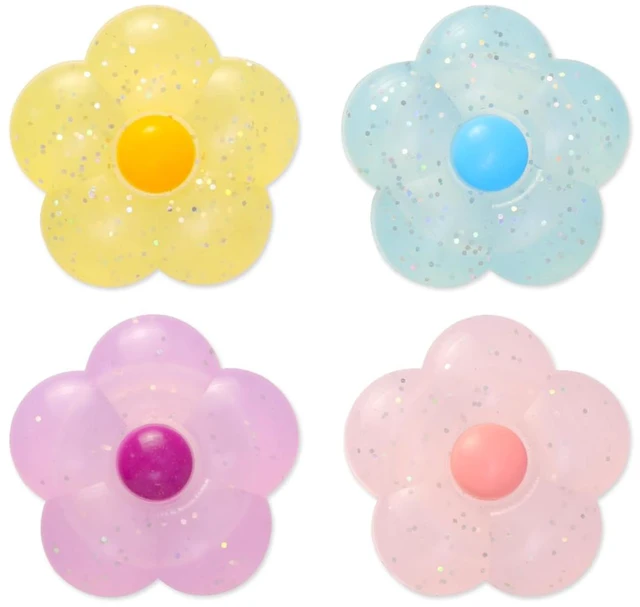 Main image of Cute Glitter Flowers Thumb Grip Caps for Switch 2, PS5, PS4, Xbox Series X/S, Xbox One, Switch PRO Controller, 4PCS Kawaii Soft 3D Analog Thumbsticks Grips Joystick Cover