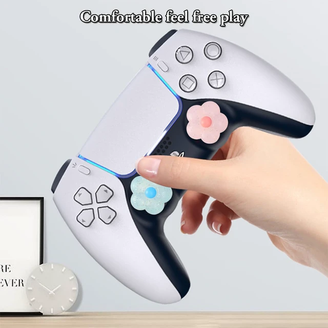 Alt view image 5 of 7 - Cute Glitter Flowers Thumb Grip Caps for Switch 2, PS5, PS4, Xbox Series X/S, Xbox One, Switch PRO Controller, 4PCS Kawaii Soft 3D Analog Thumbsticks Grips Joystick Cover