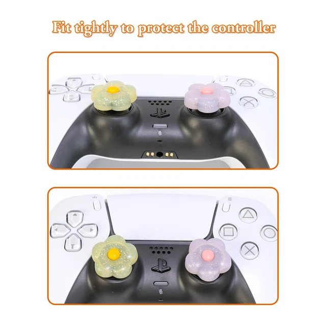 Alt view image 3 of 7 - Cute Glitter Flowers Thumb Grip Caps for Switch 2, PS5, PS4, Xbox Series X/S, Xbox One, Switch PRO Controller, 4PCS Kawaii Soft 3D Analog Thumbsticks Grips Joystick Cover