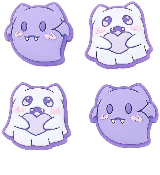 Main image of BLINGKIYO Purple Ghost Thumb Grip Caps for Nintendo Switch | 4PCS Cute Silicone Joystick Cap Compatible with Switch2/OLED/Lite Joy Controller|Halloween Grip Caps