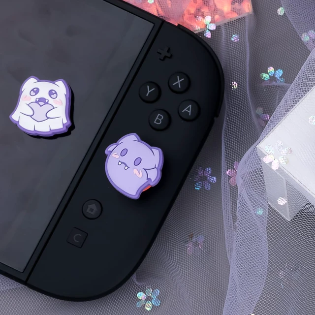 Alt view image 4 of 7 - BLINGKIYO Purple Ghost Thumb Grip Caps for Nintendo Switch | 4PCS Cute Silicone Joystick Cap Compatible with Switch2/OLED/Lite Joy Controller|Halloween Grip Caps