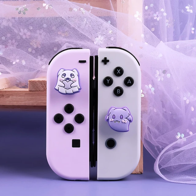 Alt view image 6 of 7 - BLINGKIYO Purple Ghost Thumb Grip Caps for Nintendo Switch | 4PCS Cute Silicone Joystick Cap Compatible with Switch2/OLED/Lite Joy Controller|Halloween Grip Caps