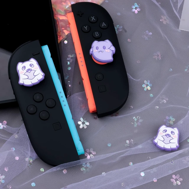 Alt view image 2 of 7 - BLINGKIYO Purple Ghost Thumb Grip Caps for Nintendo Switch | 4PCS Cute Silicone Joystick Cap Compatible with Switch2/OLED/Lite Joy Controller|Halloween Grip Caps