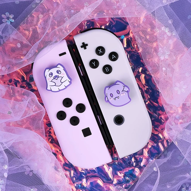 Alt view image 7 of 7 - BLINGKIYO Purple Ghost Thumb Grip Caps for Nintendo Switch | 4PCS Cute Silicone Joystick Cap Compatible with Switch2/OLED/Lite Joy Controller|Halloween Grip Caps