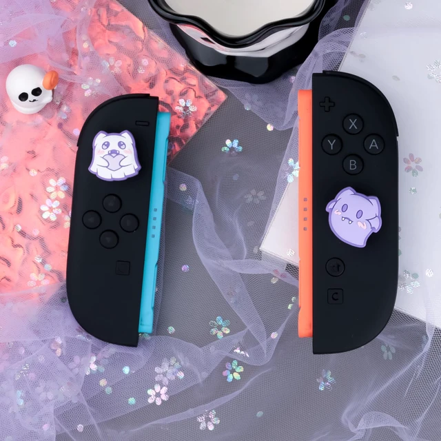 Alt view image 5 of 7 - BLINGKIYO Purple Ghost Thumb Grip Caps for Nintendo Switch | 4PCS Cute Silicone Joystick Cap Compatible with Switch2/OLED/Lite Joy Controller|Halloween Grip Caps