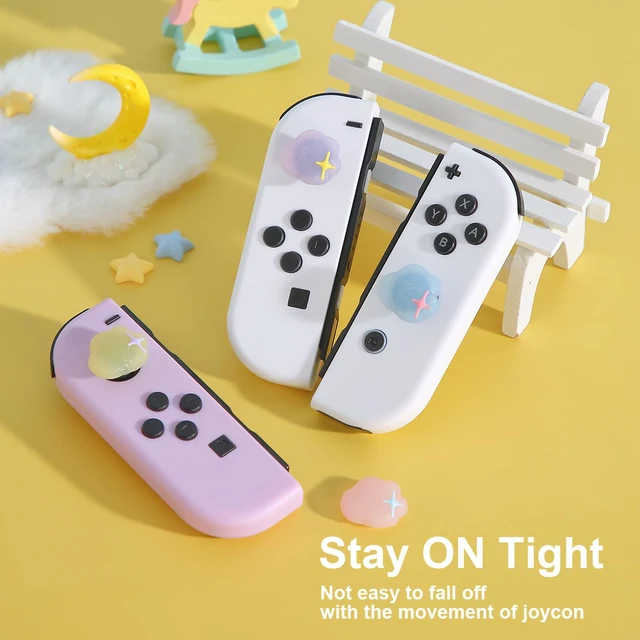 Alt view image 2 of 7 - Thumb Grip Caps Compatible with Nintendo Switch, Kawaii Cloud Jostick Caps for Switch Lite/OLED, Soft Silicone Joystick Button Cover Switch Accessories-4PCS Pastel Pink Purple Blue Yellow