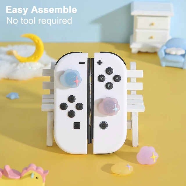 Alt view image 5 of 7 - Thumb Grip Caps Compatible with Nintendo Switch, Kawaii Cloud Jostick Caps for Switch Lite/OLED, Soft Silicone Joystick Button Cover Switch Accessories-4PCS Pastel Pink Purple Blue Yellow