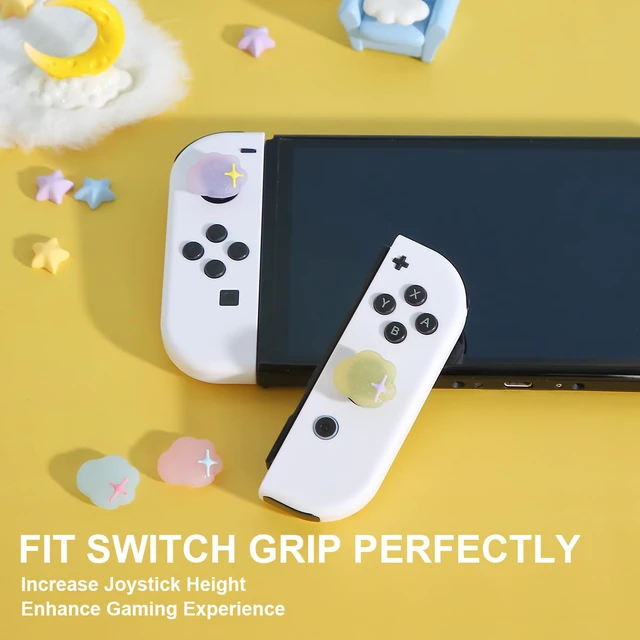 Alt view image 4 of 7 - Thumb Grip Caps Compatible with Nintendo Switch, Kawaii Cloud Jostick Caps for Switch Lite/OLED, Soft Silicone Joystick Button Cover Switch Accessories-4PCS Pastel Pink Purple Blue Yellow