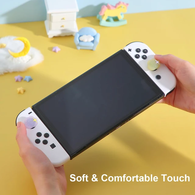 Alt view image 6 of 7 - Thumb Grip Caps Compatible with Nintendo Switch, Kawaii Cloud Jostick Caps for Switch Lite/OLED, Soft Silicone Joystick Button Cover Switch Accessories-4PCS Pastel Pink Purple Blue Yellow