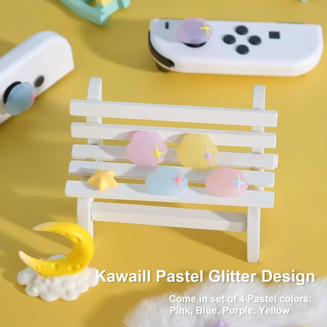 Alt view image 7 of 7 - Thumb Grip Caps Compatible with Nintendo Switch, Kawaii Cloud Jostick Caps for Switch Lite/OLED, Soft Silicone Joystick Button Cover Switch Accessories-4PCS Pastel Pink Purple Blue Yellow